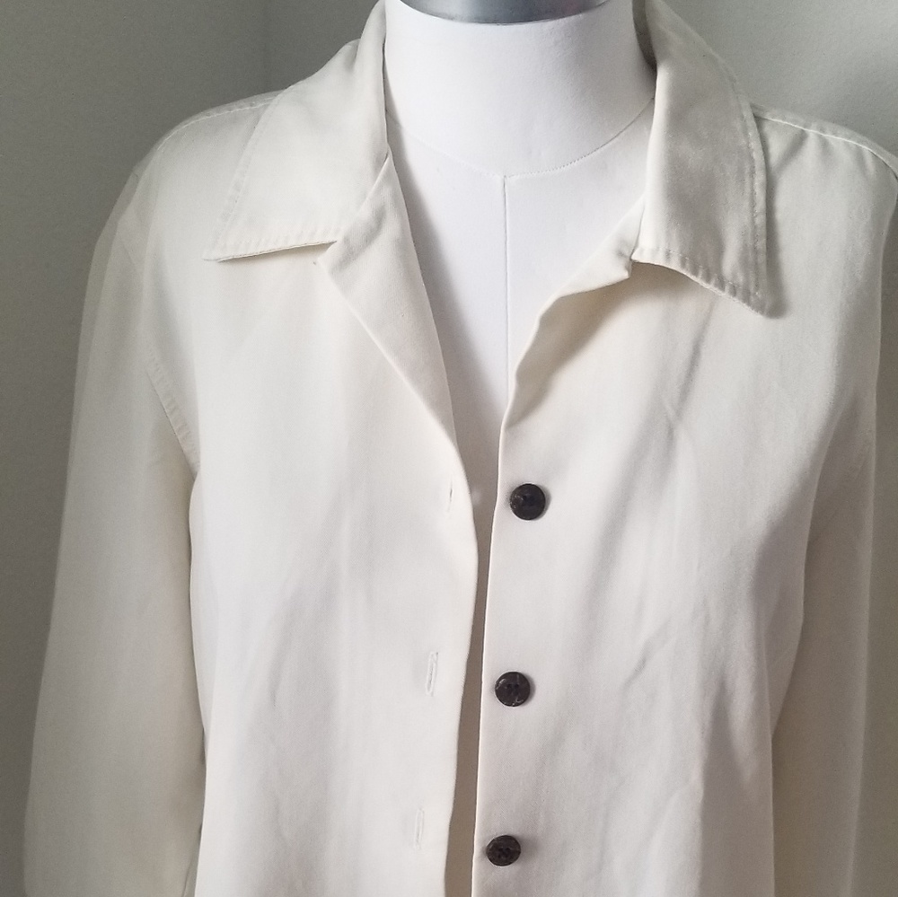 Caribbean Joe Cream 3/4 sleeve linen blazer